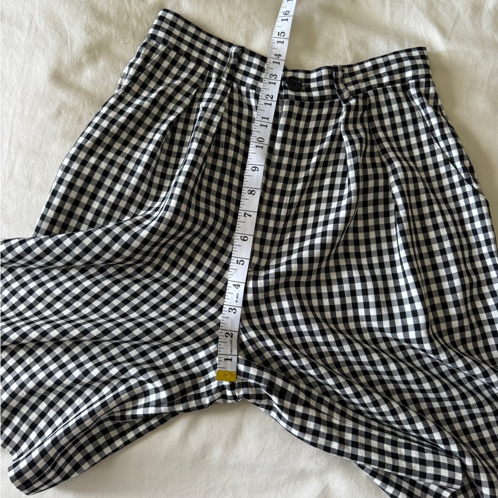 Vintage Rayon Pleated Gingham Bermuda Shorts - Picture 8 of 10
